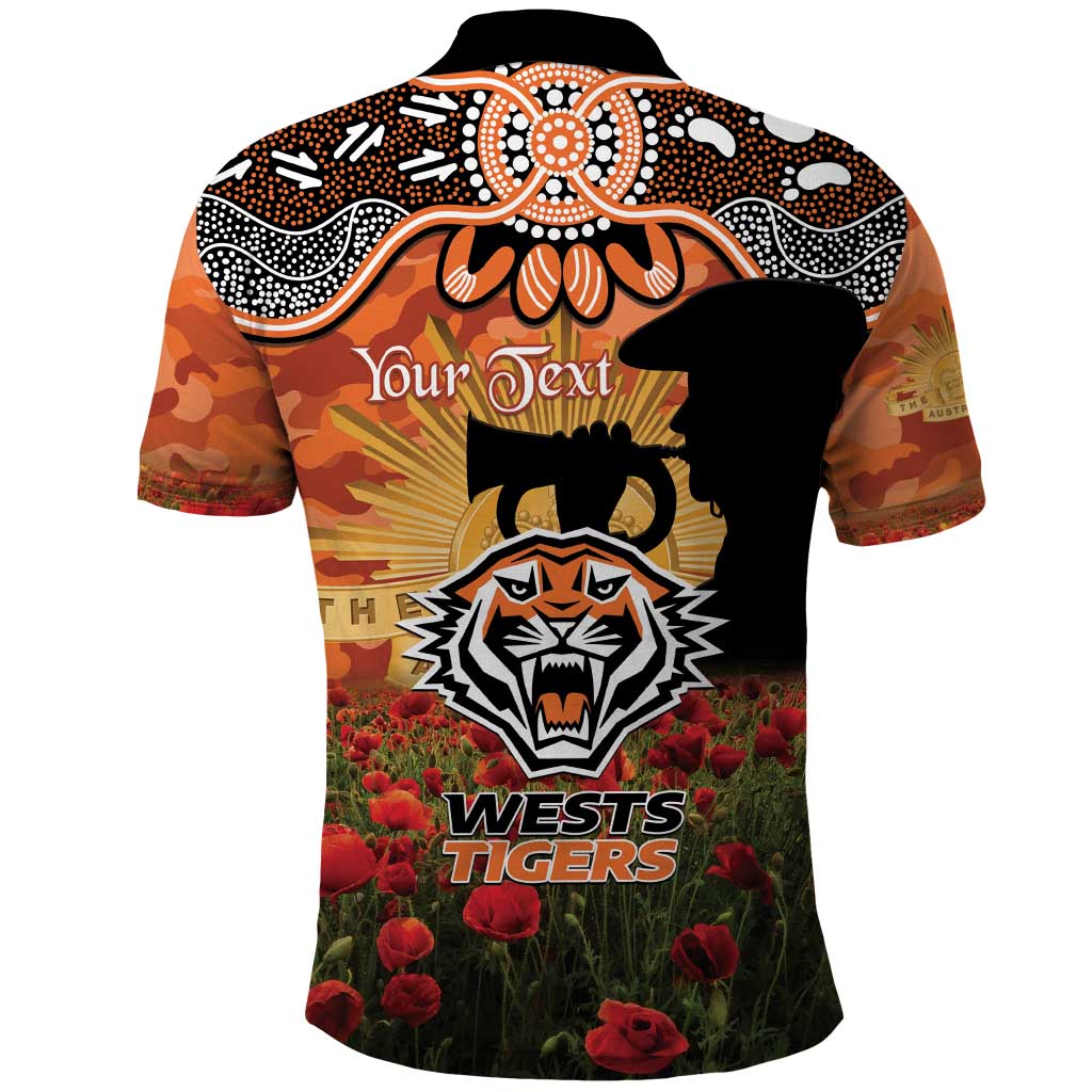 Personalised Tigers Rugby ANZAC Day Polo Shirt Last Post Poppy We Will Remember Them