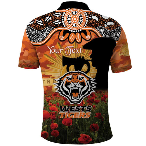 Personalised Tigers Rugby ANZAC Day Polo Shirt Last Post Poppy We Will Remember Them
