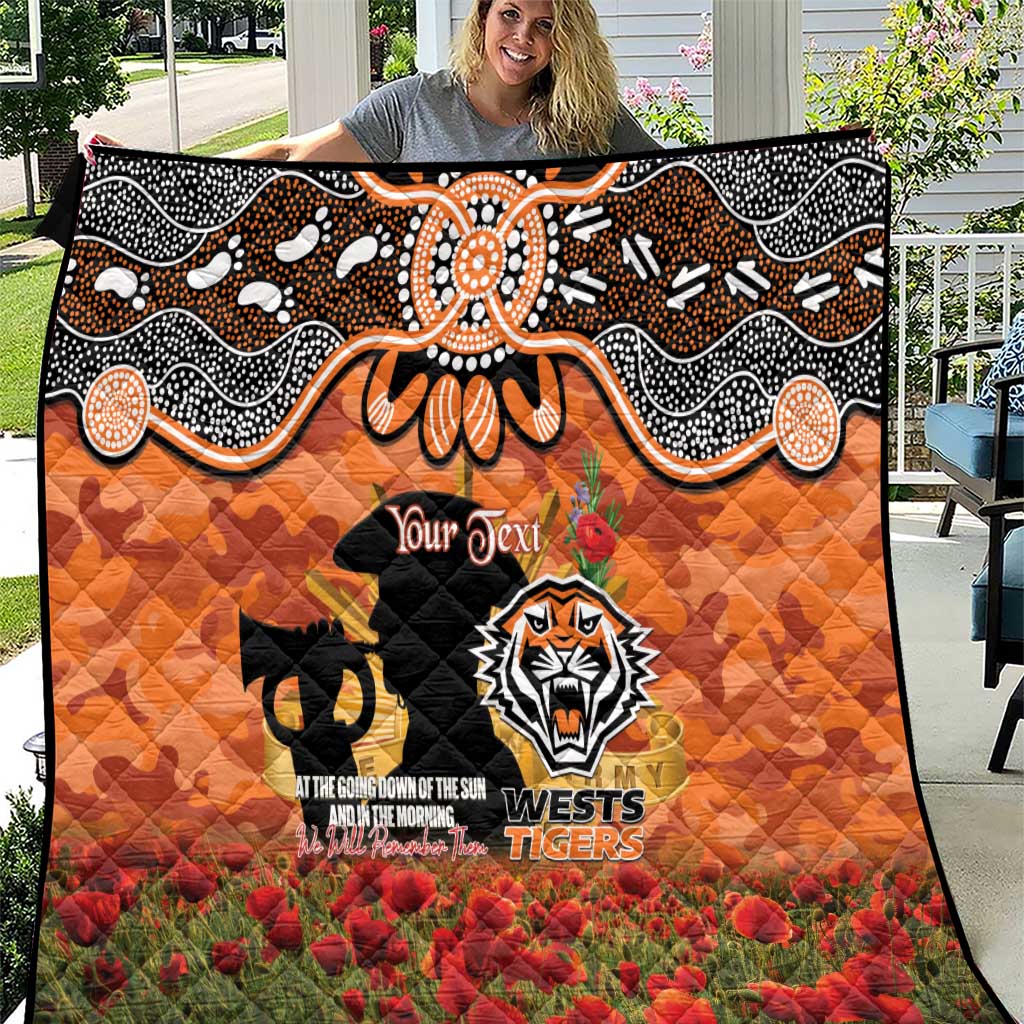 Personalised Tigers Rugby ANZAC Day Quilt Last Post Poppy We Will Remember Them