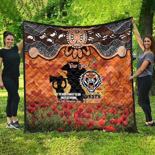 Personalised Tigers Rugby ANZAC Day Quilt Last Post Poppy We Will Remember Them