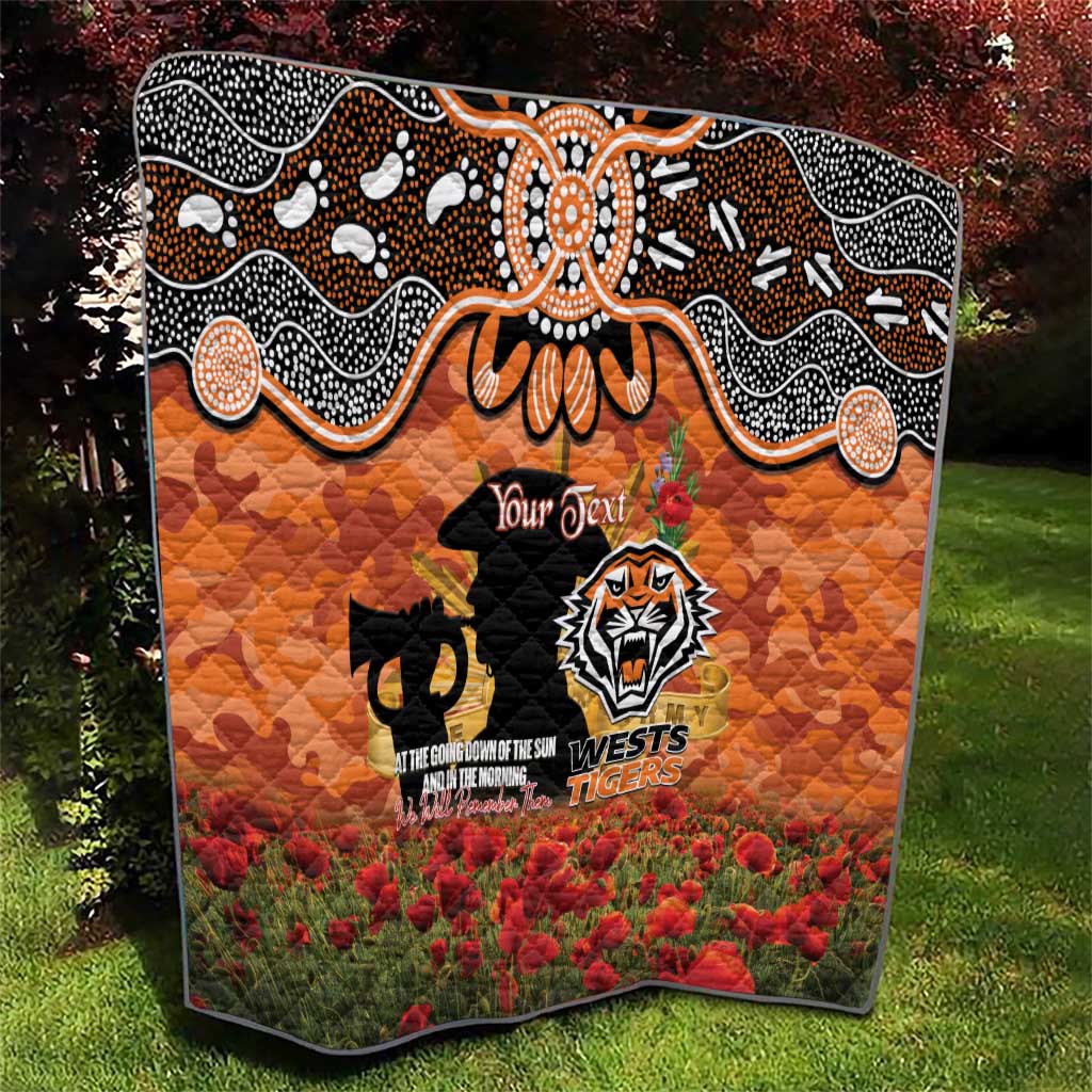 Personalised Tigers Rugby ANZAC Day Quilt Last Post Poppy We Will Remember Them