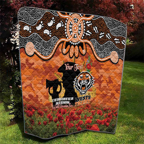 Personalised Tigers Rugby ANZAC Day Quilt Last Post Poppy We Will Remember Them