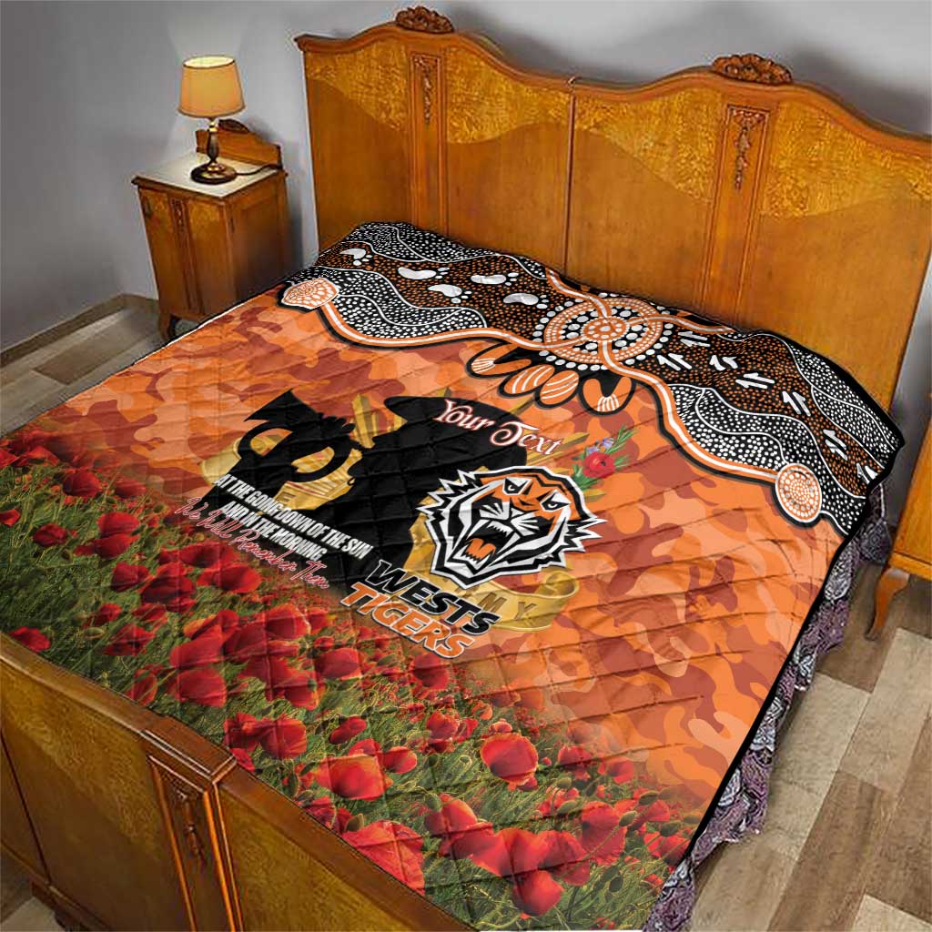 Personalised Tigers Rugby ANZAC Day Quilt Last Post Poppy We Will Remember Them