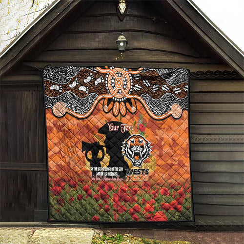 Personalised Tigers Rugby ANZAC Day Quilt Last Post Poppy We Will Remember Them