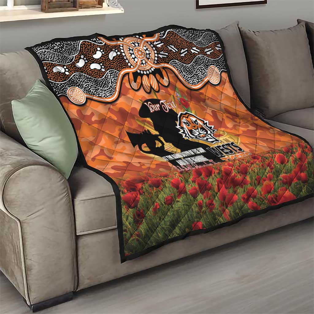 Personalised Tigers Rugby ANZAC Day Quilt Last Post Poppy We Will Remember Them