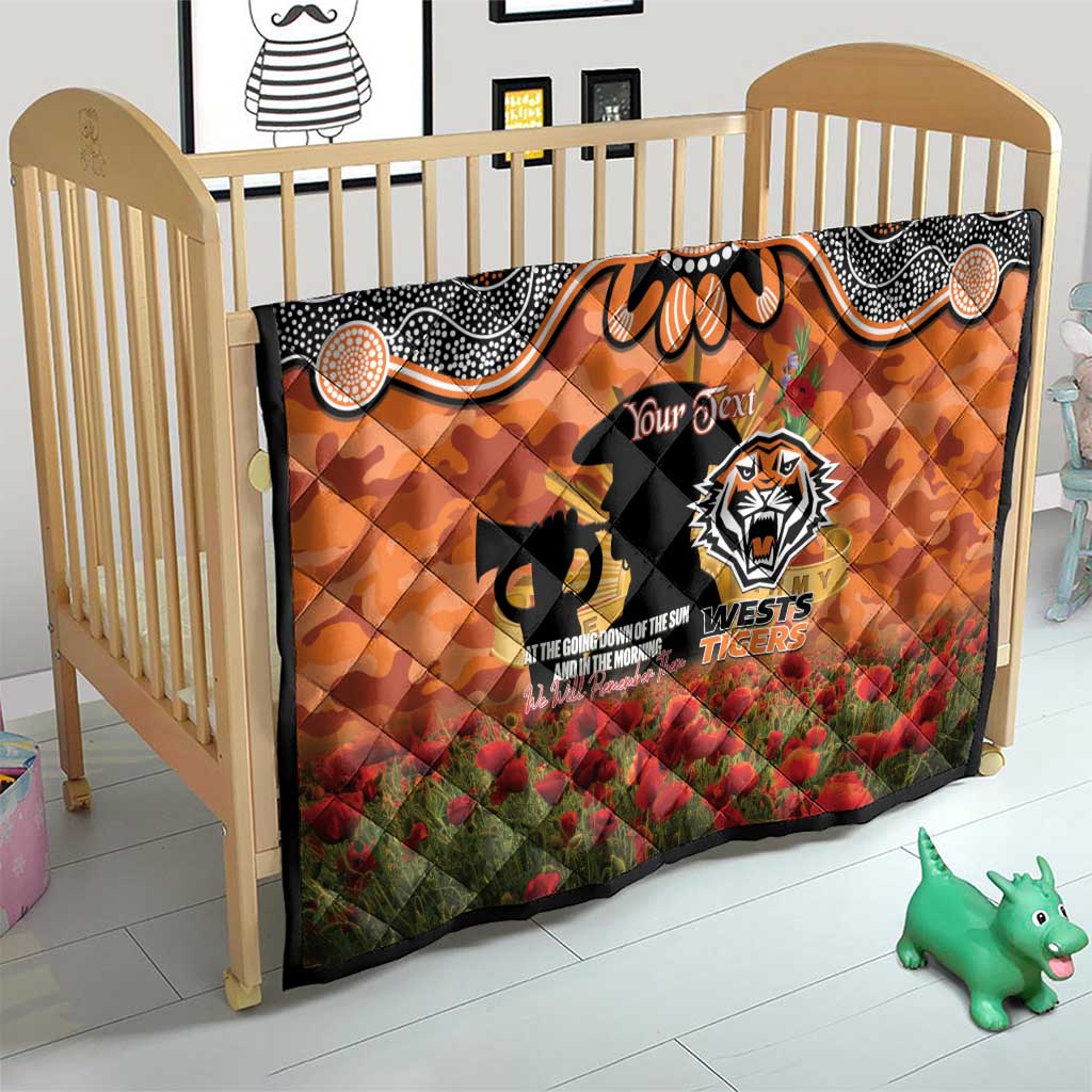 Personalised Tigers Rugby ANZAC Day Quilt Last Post Poppy We Will Remember Them