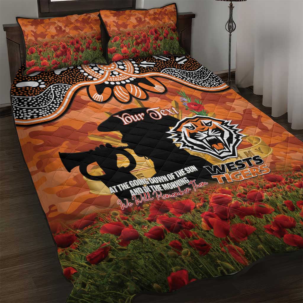 Personalised Tigers Rugby ANZAC Day Quilt Bed Set Last Post Poppy We Will Remember Them