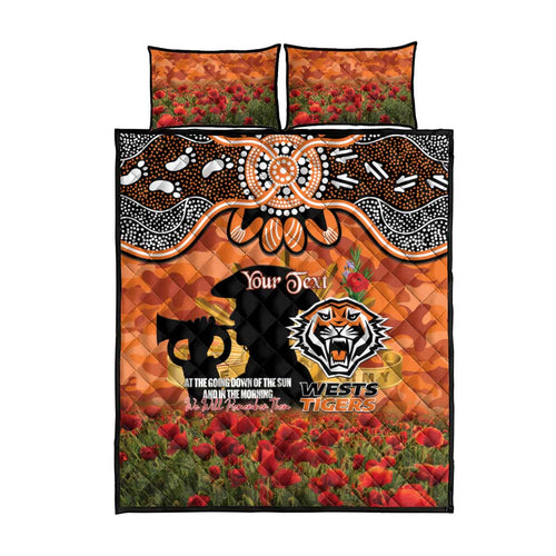 Personalised Tigers Rugby ANZAC Day Quilt Bed Set Last Post Poppy We Will Remember Them