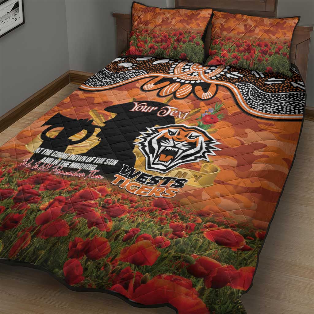Personalised Tigers Rugby ANZAC Day Quilt Bed Set Last Post Poppy We Will Remember Them
