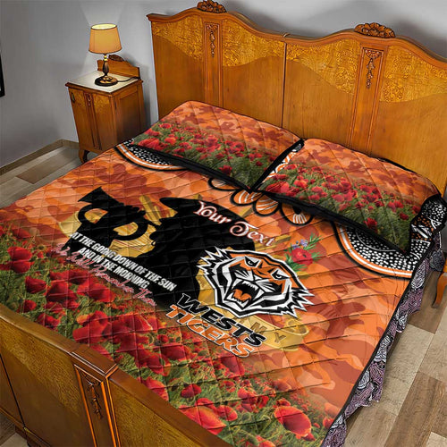 Personalised Tigers Rugby ANZAC Day Quilt Bed Set Last Post Poppy We Will Remember Them