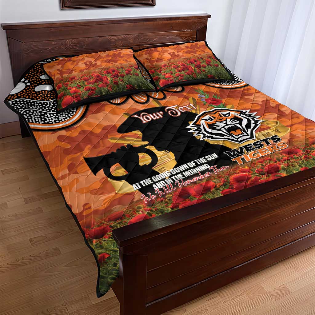 Personalised Tigers Rugby ANZAC Day Quilt Bed Set Last Post Poppy We Will Remember Them
