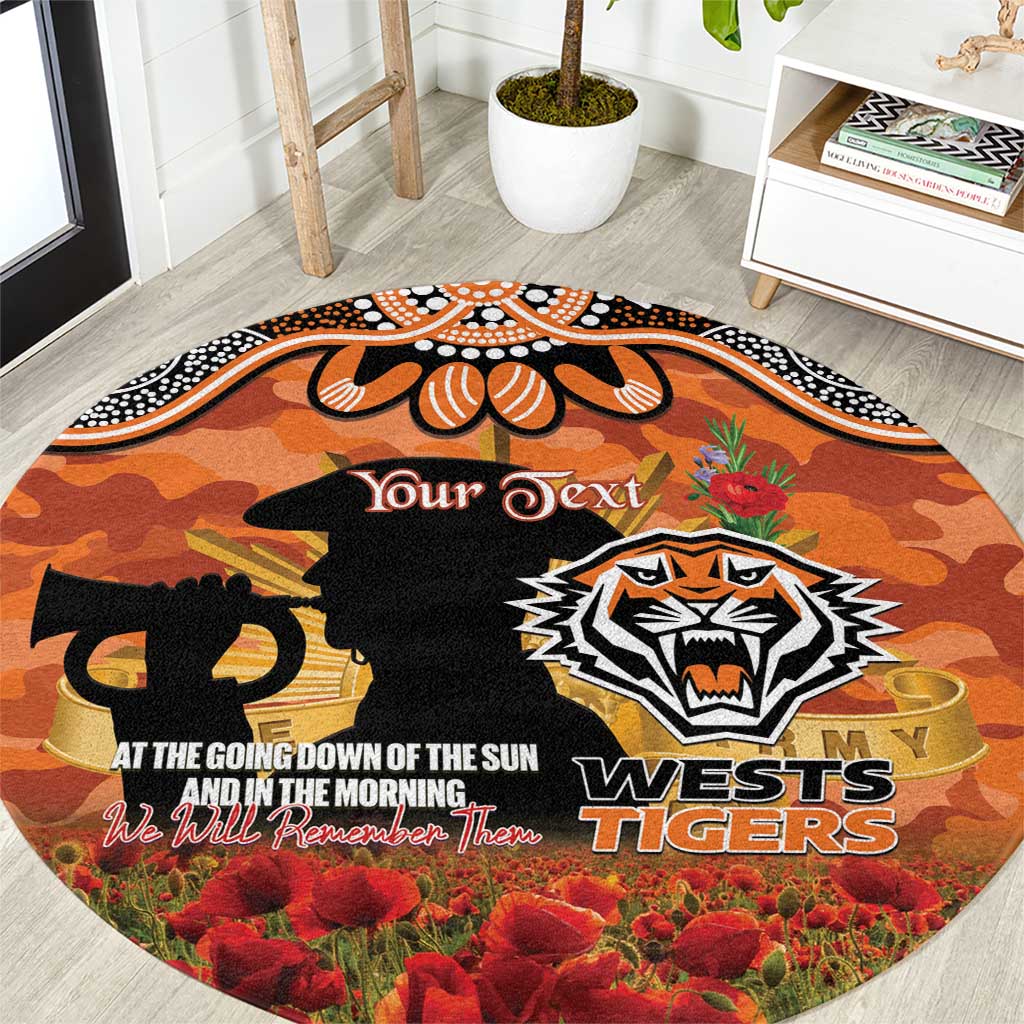 Personalised Tigers Rugby ANZAC Day Round Carpet Last Post Poppy We Will Remember Them