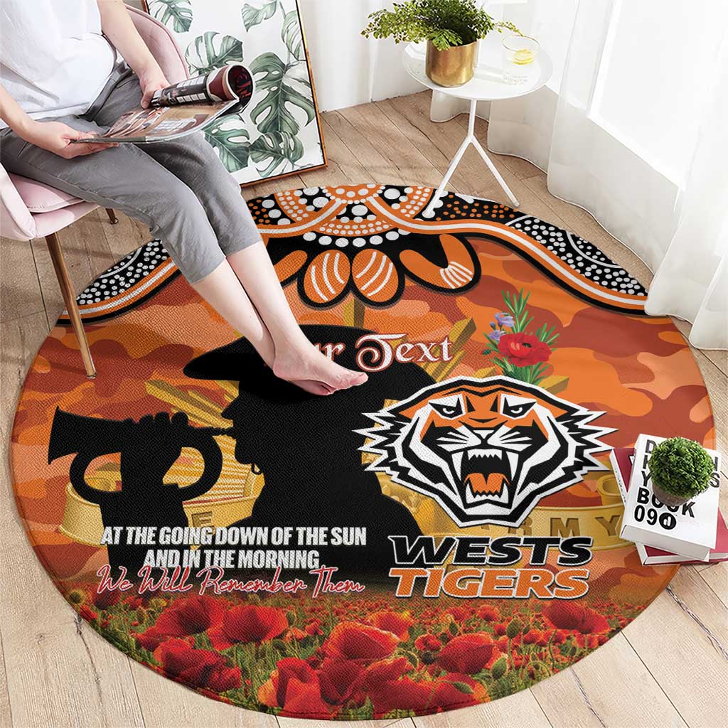 Personalised Tigers Rugby ANZAC Day Round Carpet Last Post Poppy We Will Remember Them