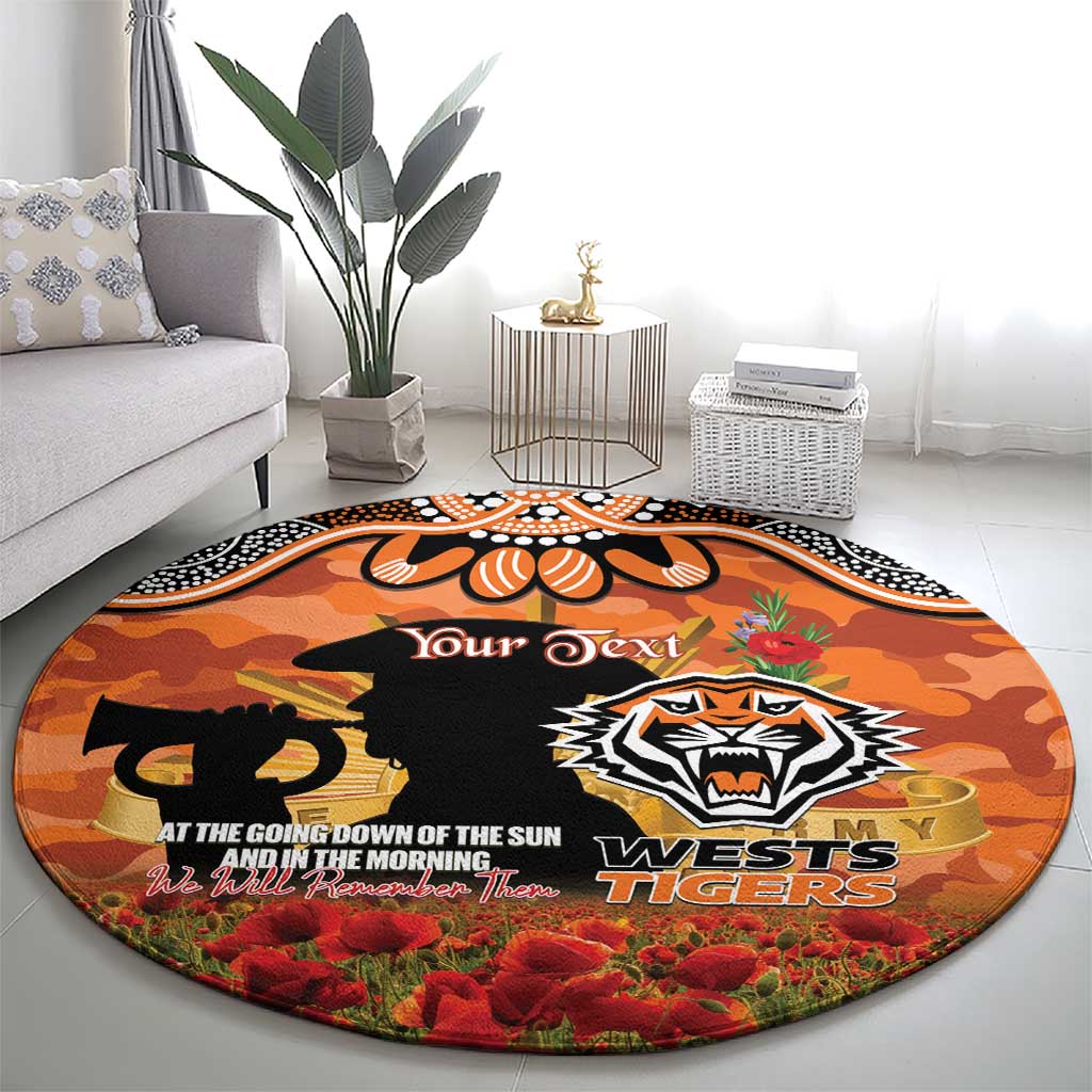 Personalised Tigers Rugby ANZAC Day Round Carpet Last Post Poppy We Will Remember Them