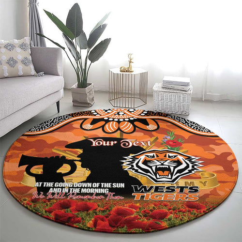 Personalised Tigers Rugby ANZAC Day Round Carpet Last Post Poppy We Will Remember Them