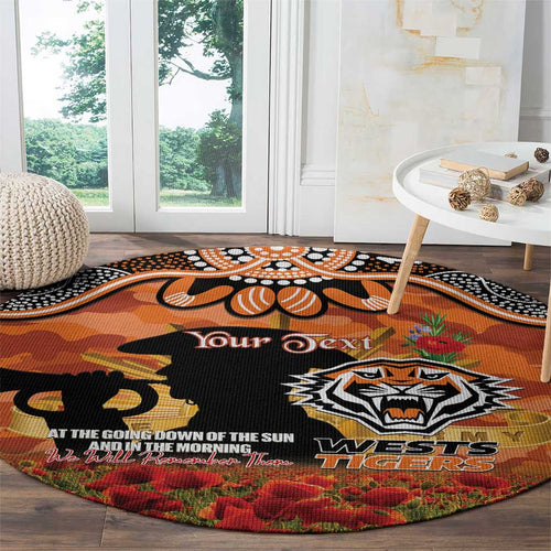 Personalised Tigers Rugby ANZAC Day Round Carpet Last Post Poppy We Will Remember Them