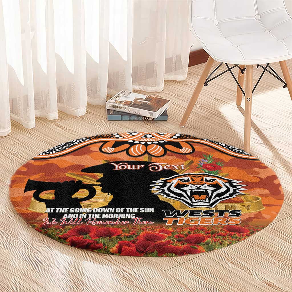 Personalised Tigers Rugby ANZAC Day Round Carpet Last Post Poppy We Will Remember Them