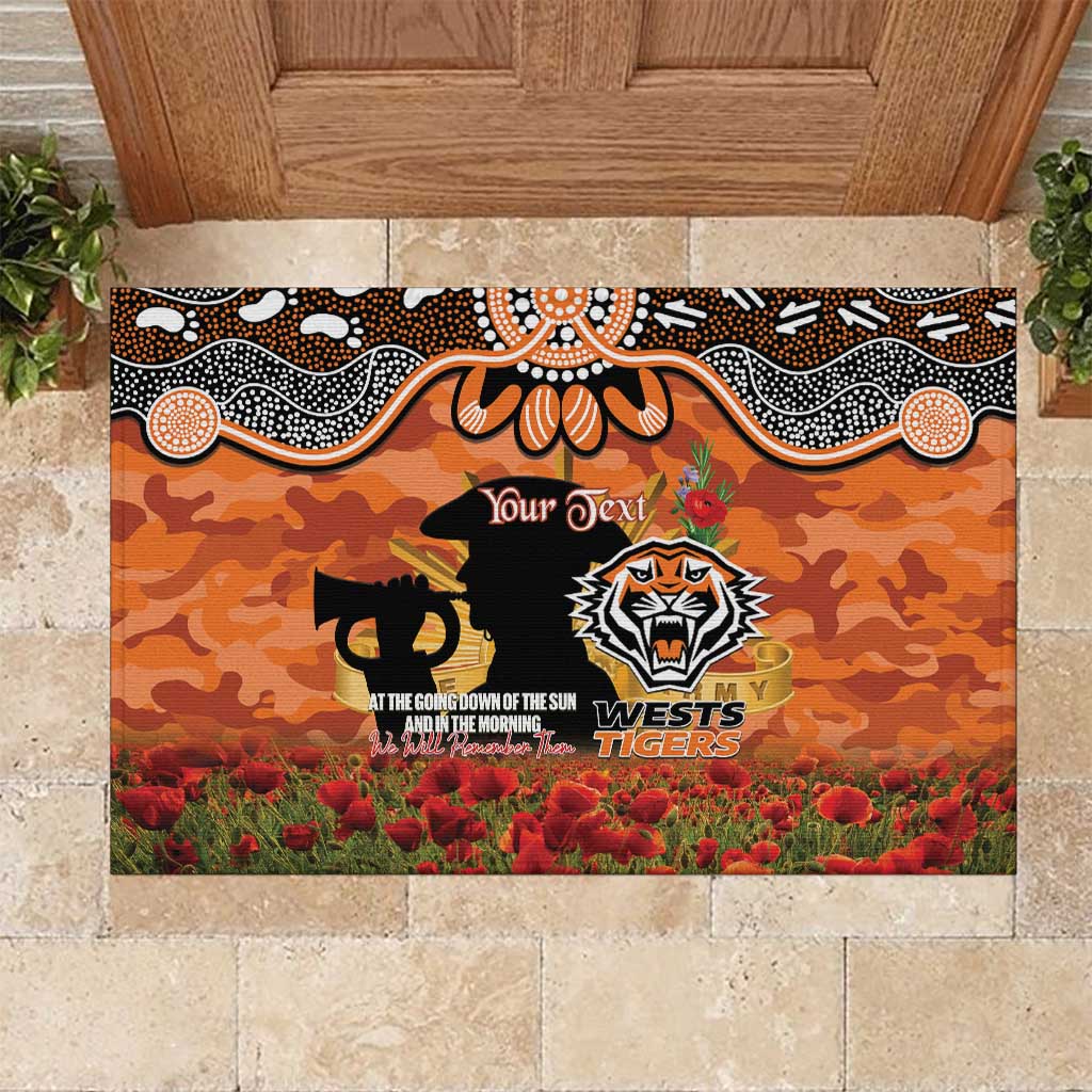 Personalised Tigers Rugby ANZAC Day Rubber Doormat Last Post Poppy We Will Remember Them