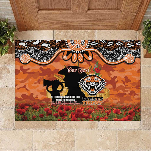 Personalised Tigers Rugby ANZAC Day Rubber Doormat Last Post Poppy We Will Remember Them