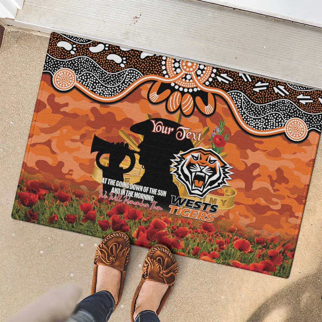 Personalised Tigers Rugby ANZAC Day Rubber Doormat Last Post Poppy We Will Remember Them