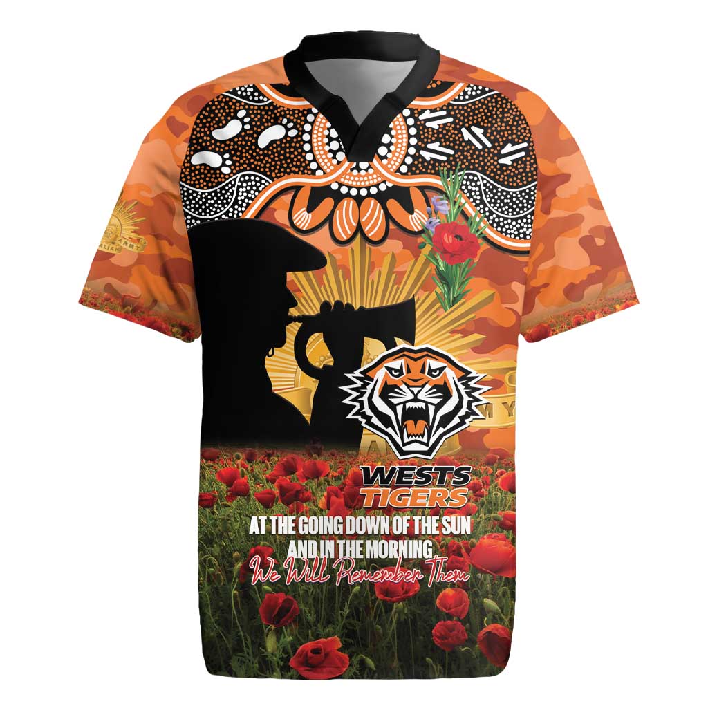 Personalised Tigers Rugby ANZAC Day Rugby Jersey Last Post Poppy We Will Remember Them