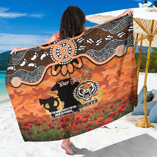 Personalised Tigers Rugby ANZAC Day Sarong Last Post Poppy We Will Remember Them