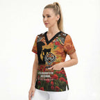 Personalised Tigers Rugby ANZAC Day Scrub Top Last Post Poppy We Will Remember Them