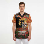 Personalised Tigers Rugby ANZAC Day Scrub Top Last Post Poppy We Will Remember Them