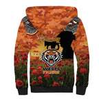 Personalised Tigers Rugby ANZAC Day Sherpa Hoodie Last Post Poppy We Will Remember Them