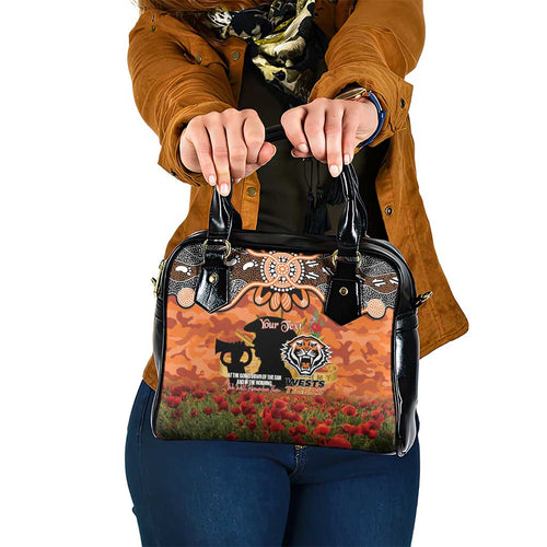 Personalised Tigers Rugby ANZAC Day Shoulder Handbag Last Post Poppy We Will Remember Them