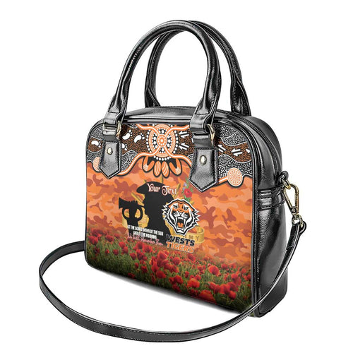 Personalised Tigers Rugby ANZAC Day Shoulder Handbag Last Post Poppy We Will Remember Them
