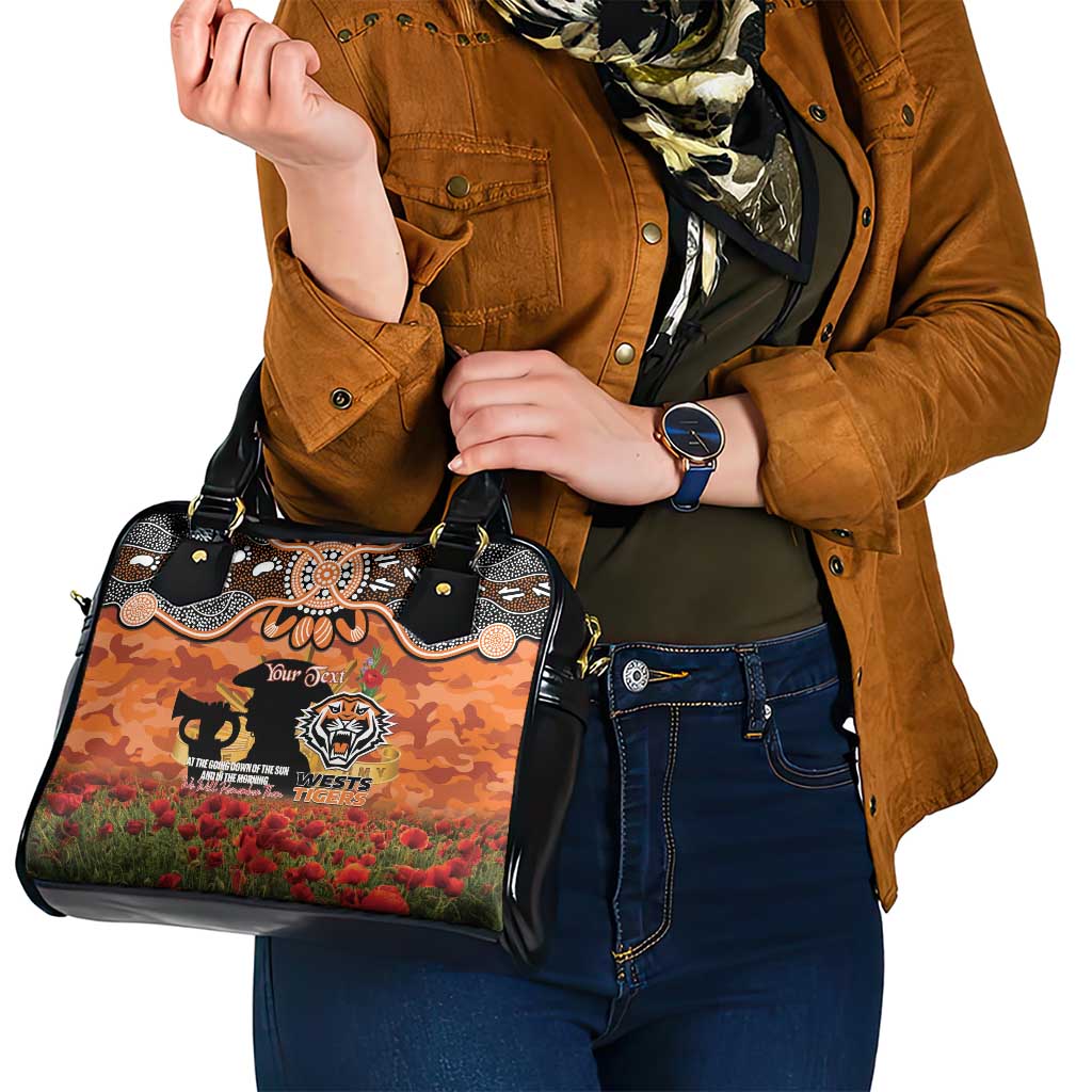Personalised Tigers Rugby ANZAC Day Shoulder Handbag Last Post Poppy We Will Remember Them