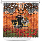 Personalised Tigers Rugby ANZAC Day Shower Curtain Last Post Poppy We Will Remember Them