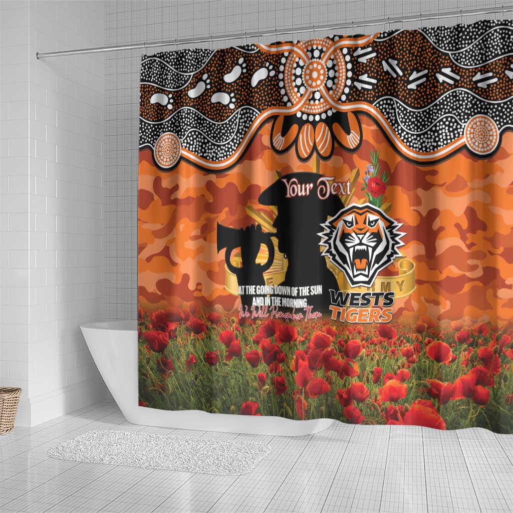 Personalised Tigers Rugby ANZAC Day Shower Curtain Last Post Poppy We Will Remember Them