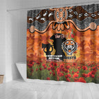Personalised Tigers Rugby ANZAC Day Shower Curtain Last Post Poppy We Will Remember Them