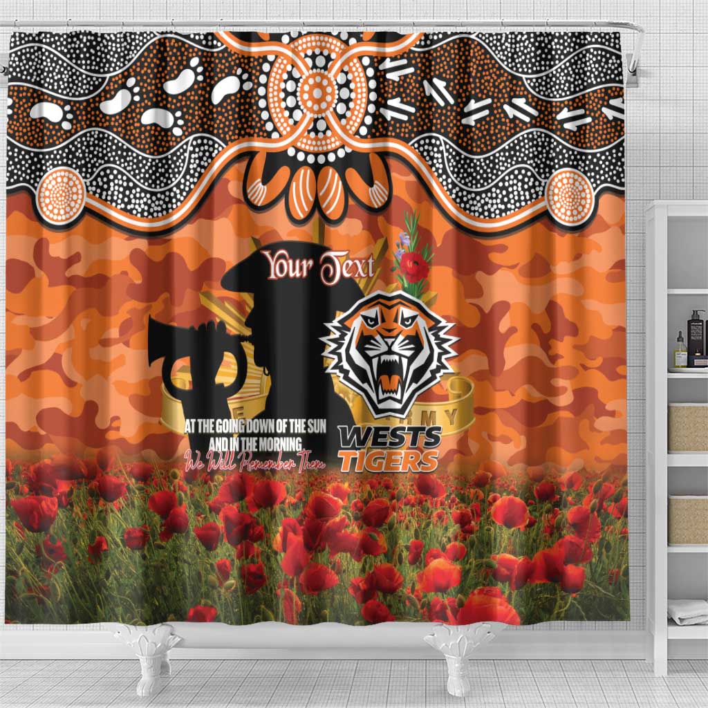 Personalised Tigers Rugby ANZAC Day Shower Curtain Last Post Poppy We Will Remember Them
