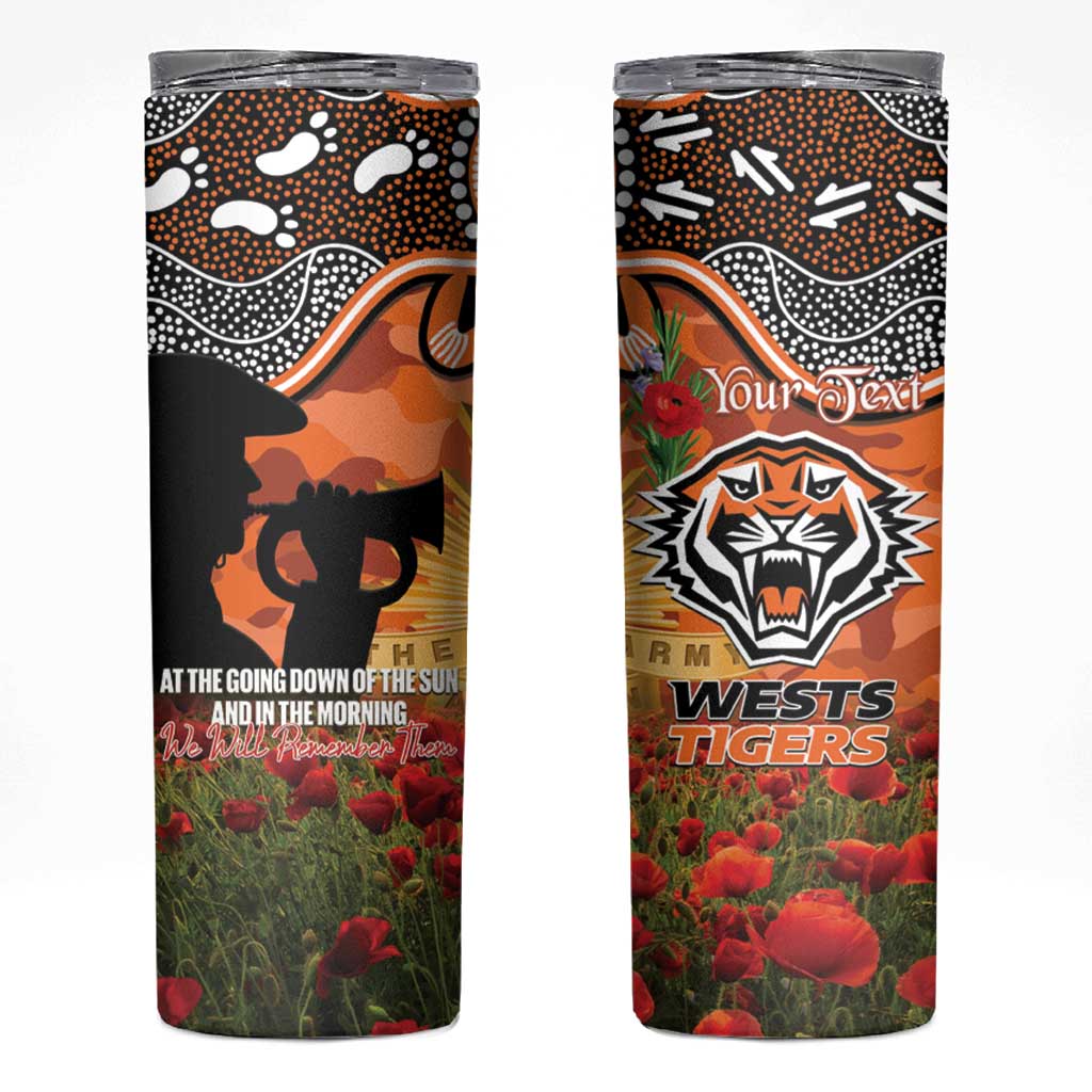 Personalised Tigers Rugby ANZAC Day Skinny Tumbler Last Post Poppy We Will Remember Them