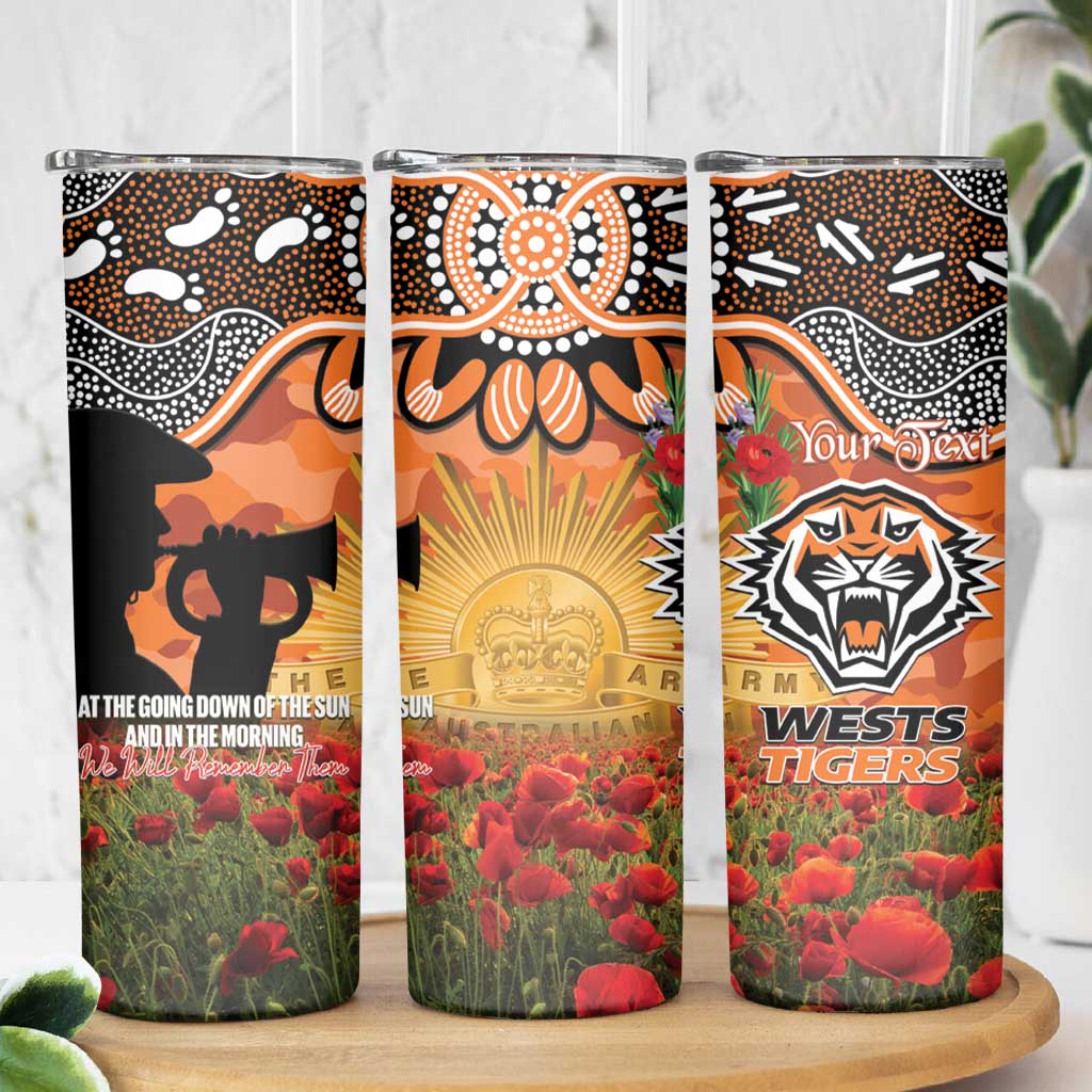 Personalised Tigers Rugby ANZAC Day Skinny Tumbler Last Post Poppy We Will Remember Them