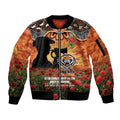 Personalised Tigers Rugby ANZAC Day Sleeve Zip Bomber Jacket Last Post Poppy We Will Remember Them
