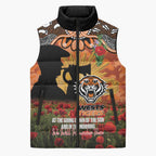 Personalised Tigers Rugby ANZAC Day Sleeveless Puffer Jacket Last Post Poppy We Will Remember Them
