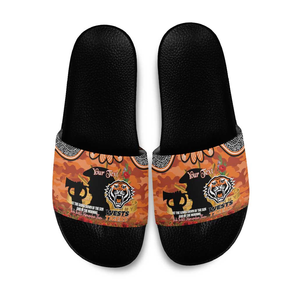 Personalised Tigers Rugby ANZAC Day Slide Sandals Last Post Poppy We Will Remember Them