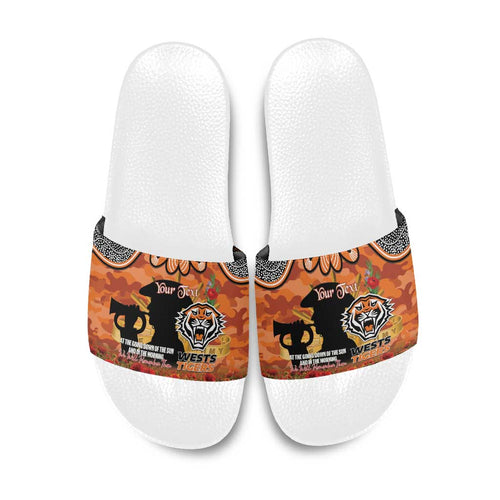 Personalised Tigers Rugby ANZAC Day Slide Sandals Last Post Poppy We Will Remember Them