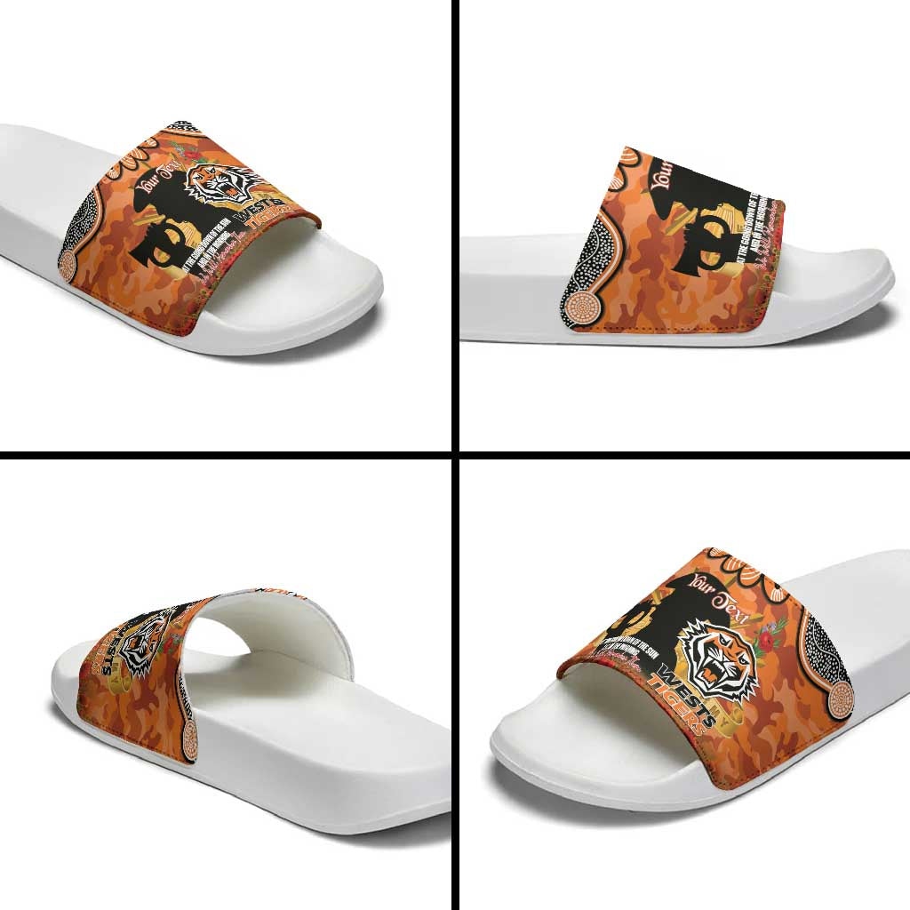 Personalised Tigers Rugby ANZAC Day Slide Sandals Last Post Poppy We Will Remember Them