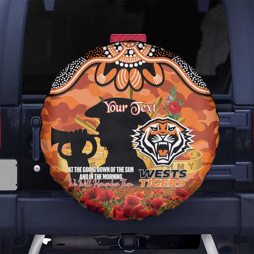 Personalised Tigers Rugby ANZAC Day Spare Tire Cover Last Post Poppy We Will Remember Them