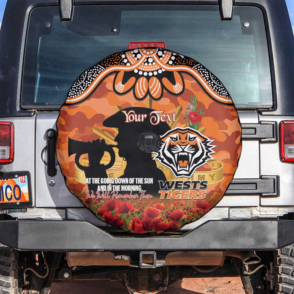 Personalised Tigers Rugby ANZAC Day Spare Tire Cover Last Post Poppy We Will Remember Them