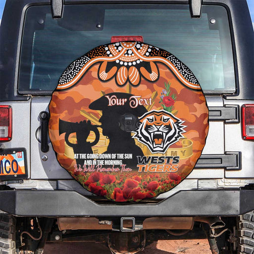 Personalised Tigers Rugby ANZAC Day Spare Tire Cover Last Post Poppy We Will Remember Them