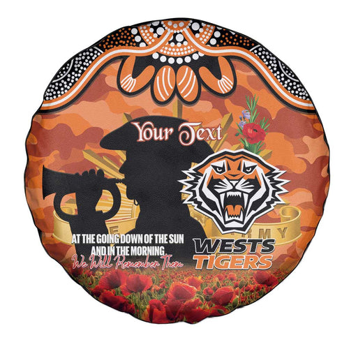 Personalised Tigers Rugby ANZAC Day Spare Tire Cover Last Post Poppy We Will Remember Them