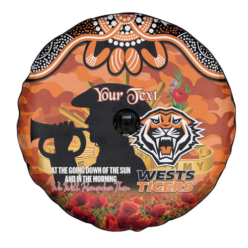 Personalised Tigers Rugby ANZAC Day Spare Tire Cover Last Post Poppy We Will Remember Them