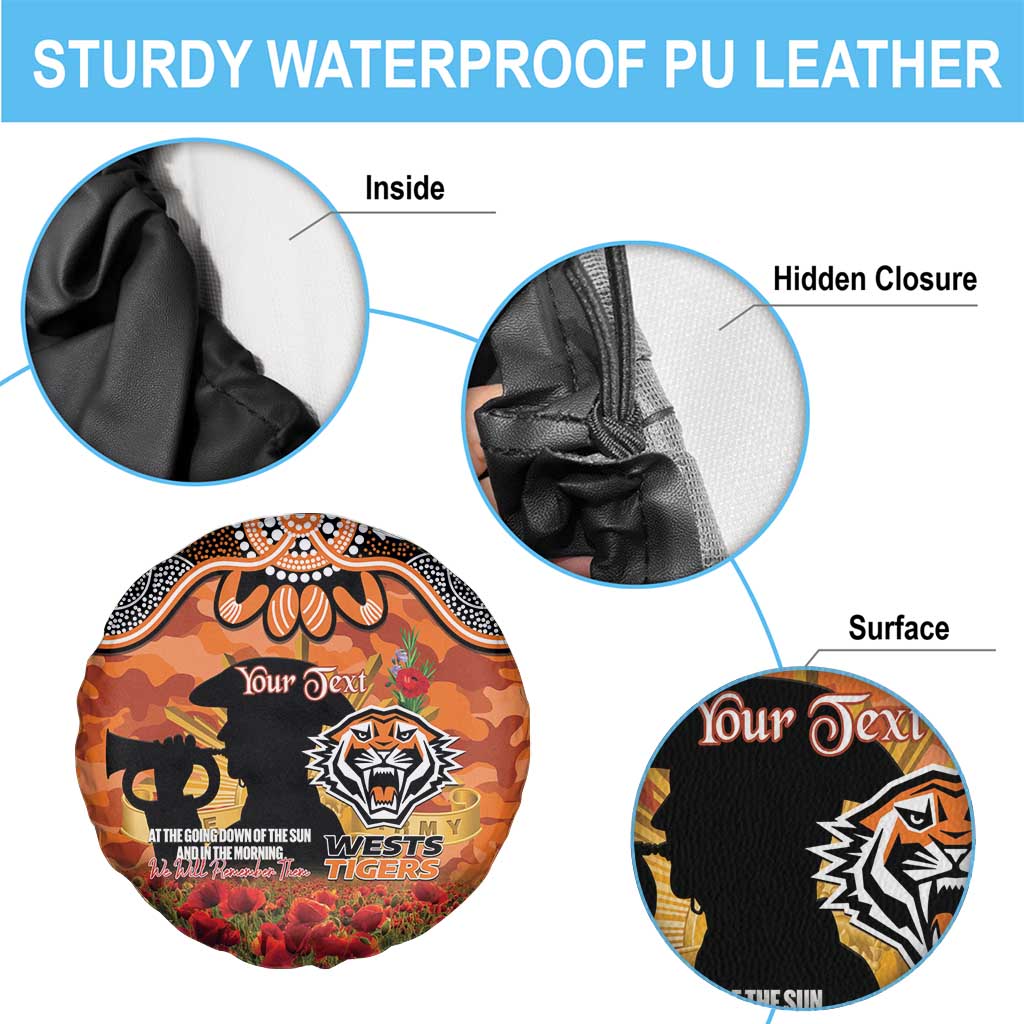 Personalised Tigers Rugby ANZAC Day Spare Tire Cover Last Post Poppy We Will Remember Them
