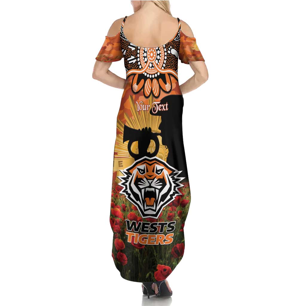 Personalised Tigers Rugby ANZAC Day Summer Maxi Dress Last Post Poppy We Will Remember Them